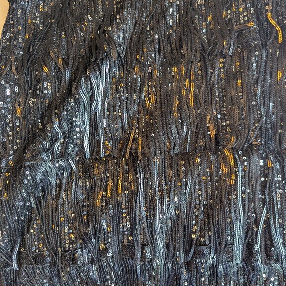 Belle Cut Out Fringe Trim Backless Sequin Halter Dress Size M - Picture 7 of 8